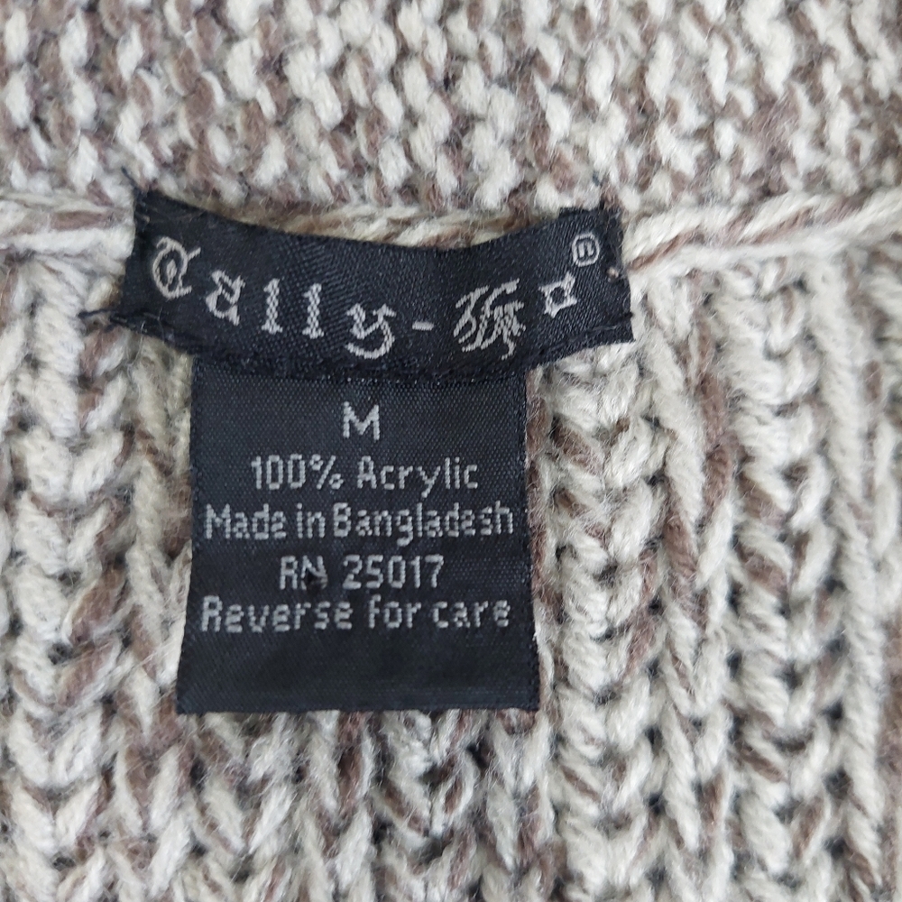 Tally-Ho cardigan sweater Medium Vintage brown tan knit snap front - Picture 2 of 7